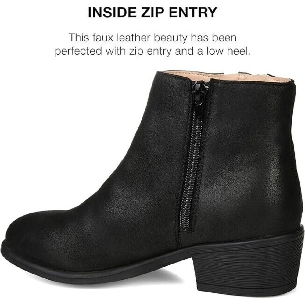 Journee Collection Womens Jayda Inside Zip Stacked Heel Booties Black Size 7.5
